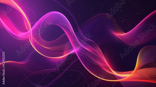 Abstract Wavy Lines with Glowing Particles
