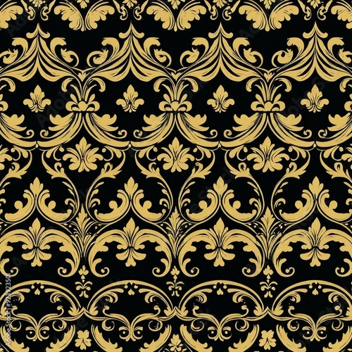 A beautiful floral pattern on a black and gold background