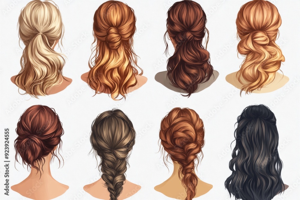 Stylish Female Hairstyle Isolated on White Background: A Conceptual Representation of Modern Coiffure Trends and Hair Fashion Stylish Female Hairstyle Isolated on White Background: A Conceptual Representation of Modern Coiffure Trends and Hair Fashion