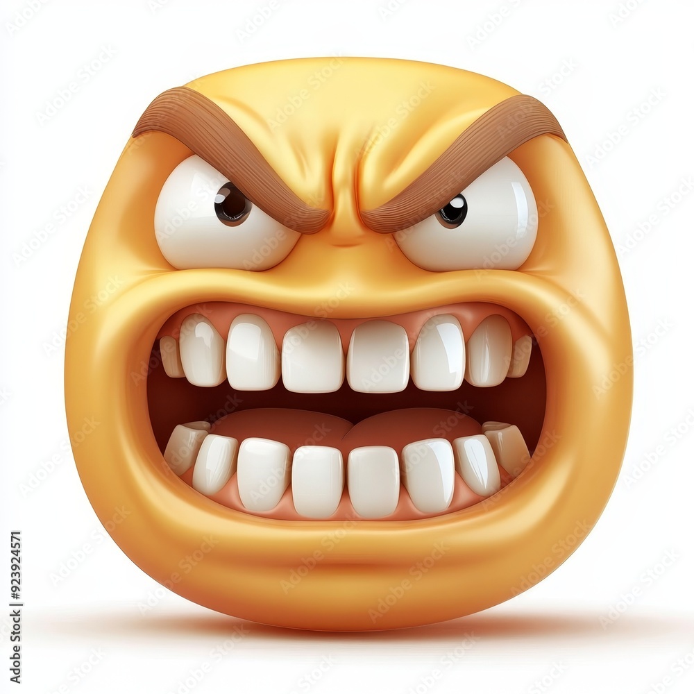 Naklejka premium Grimacing face emoji with clenched teeth 