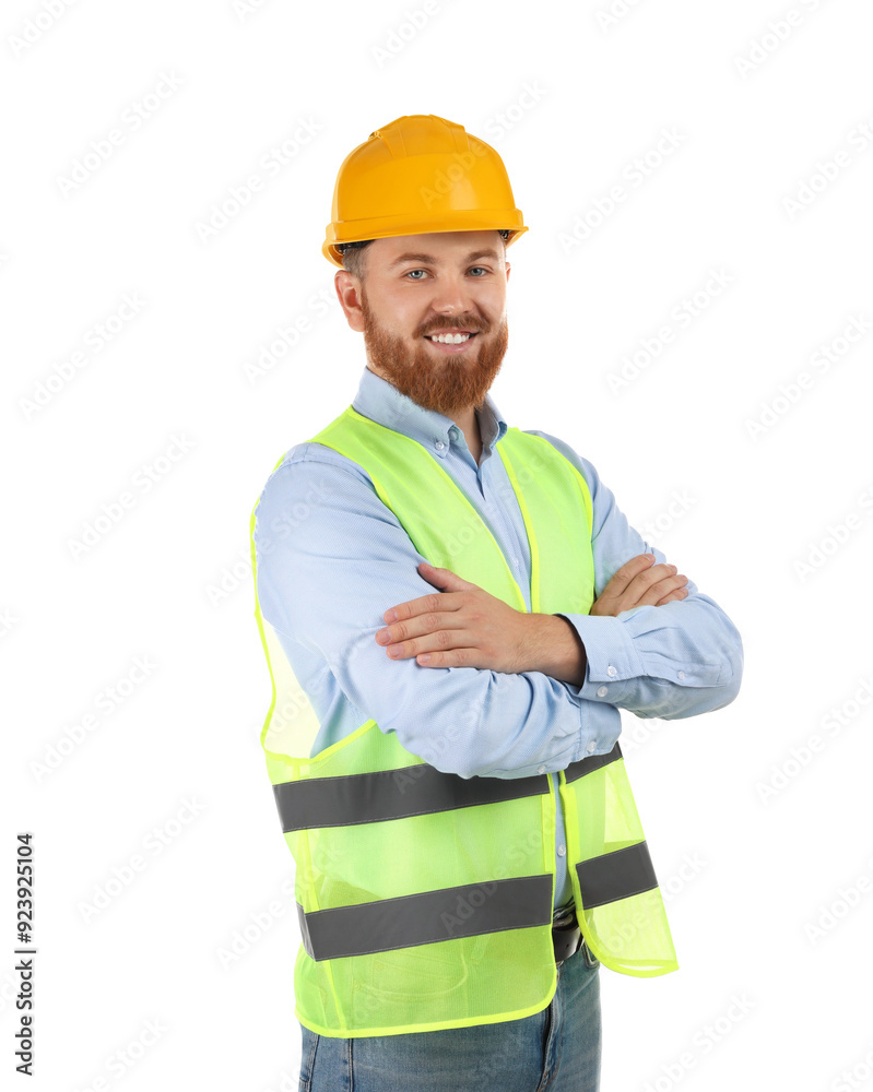 Engineer in hard hat on white background Engineer in hard hat on white background