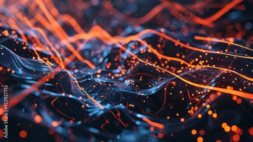 Abstract Digital Landscape with Glowing Lines