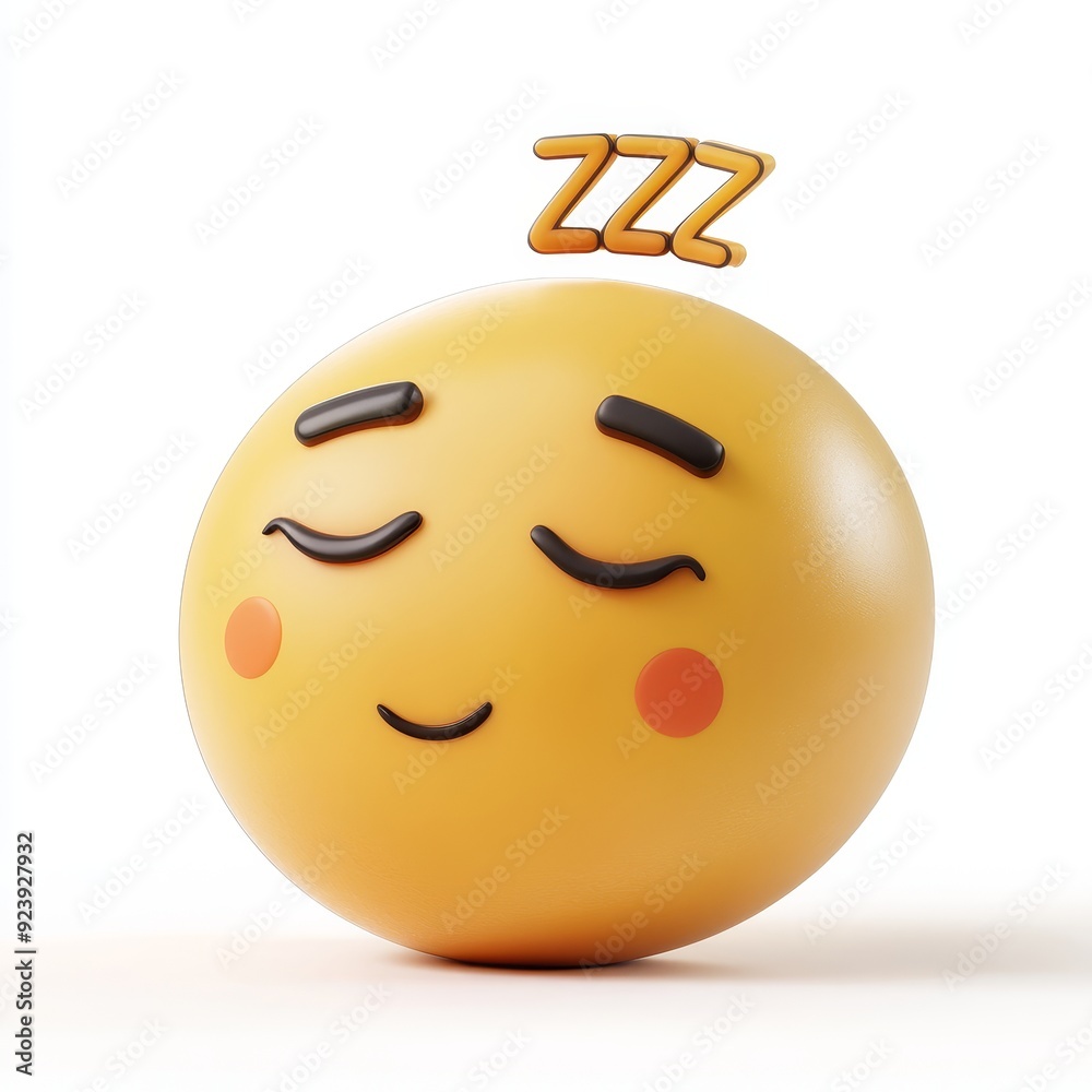 Fototapeta premium Sleepy emoji with closed eyes and a relaxed expression