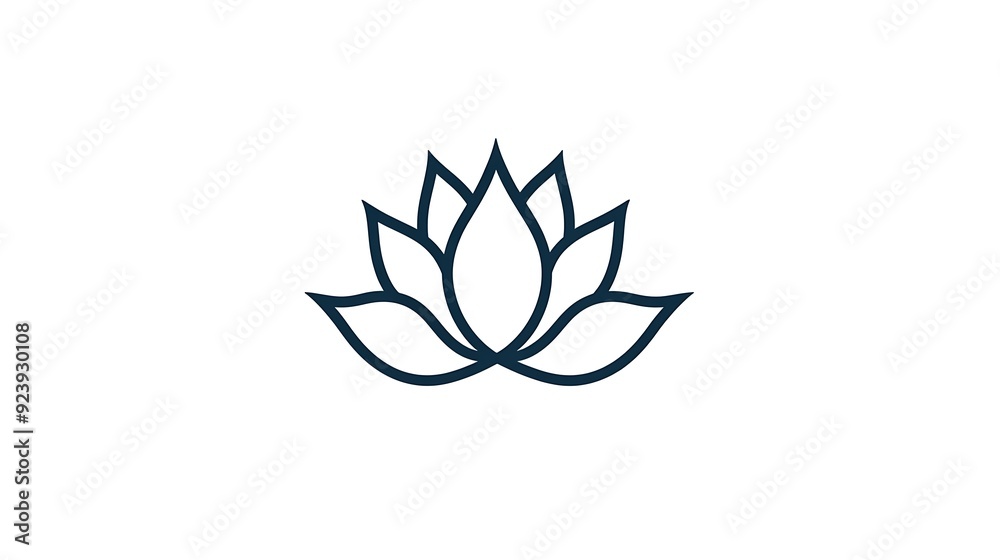 Minimalist Black Line Art Lotus Flower Logo on White Background in Vector Style Minimalist Black Line Art Lotus Flower Logo on White Background in Vector Style