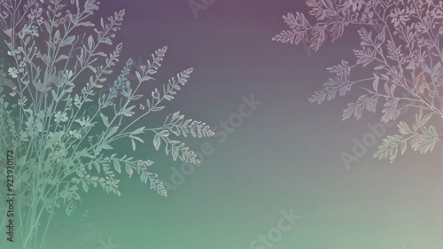 Soft lavender to mint green gradient banner background with delicate floral patterns lightly etched for a springtime feel