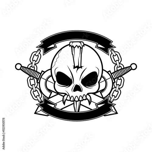 Emblem template design with skull and weapon theme, for Club Logo or tattoo design