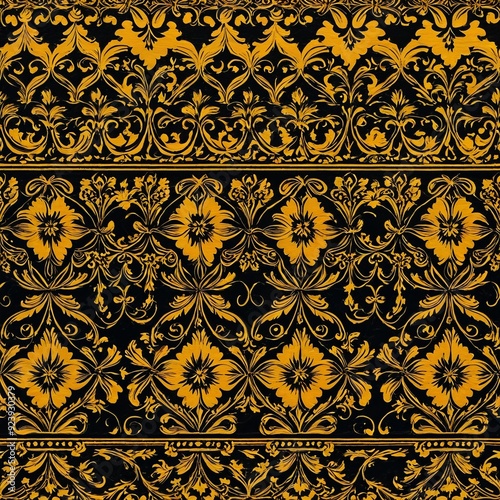 A beautiful floral design featuring golden flowers on a dark, matte black surface