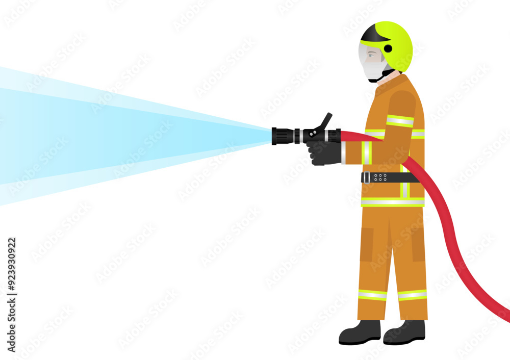 Firefighter in a Uniform. Fireman. Vector Illustration Isolated on White Background.