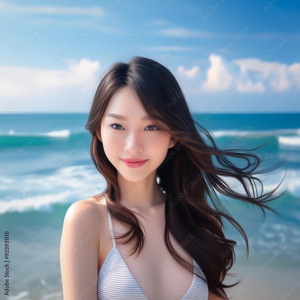 portrait of a anime girl on the beach portrait of a anime girl on the beach