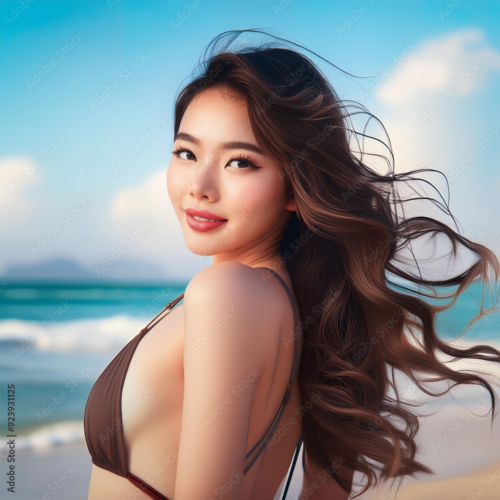 portrait of a anime girl on the beach portrait of a anime girl on the beach