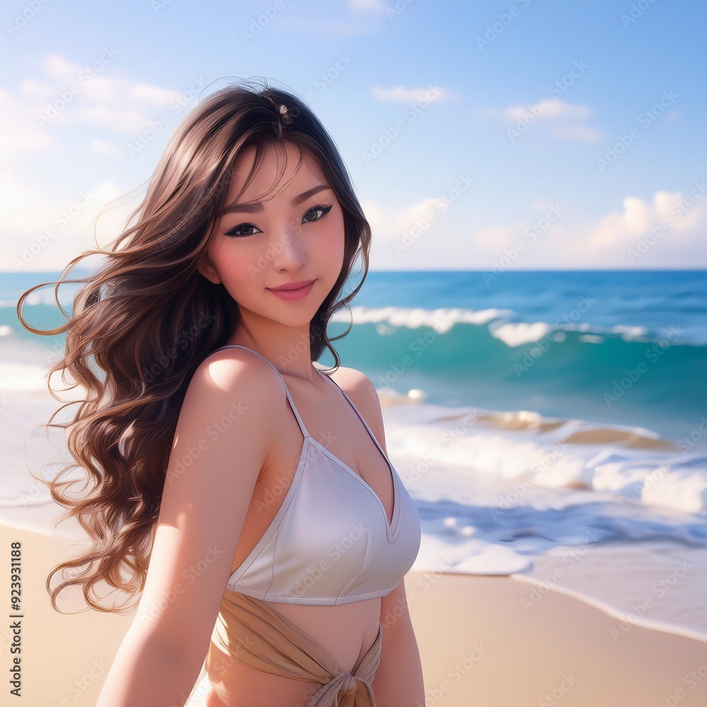 portrait of a anime girl on the beach portrait of a anime girl on the beach