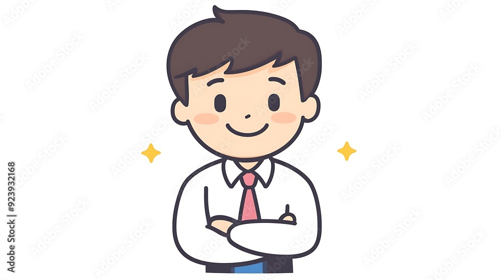 Minimalist Cartoon of a Content CEO - Simple Line Art Illustration of a Happy Chief Executive Officer Minimalist Cartoon of a Content CEO - Simple Line Art Illustration of a Happy Chief Executive Officer