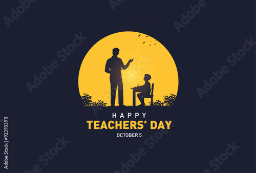 Happy Teacher's day concept vector illustration background. Creative teacher's day vector education concept.