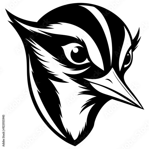 woodpecker face logo vector illustration background white photo