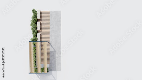 top view architecture garden park landscape terrace nature design modern 3d render.