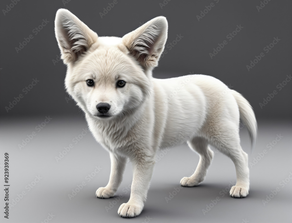 Cute White Dog Standing Confidently on Smooth Surface With Playful Expression Cute White Dog Standing Confidently on Smooth Surface With Playful Expression