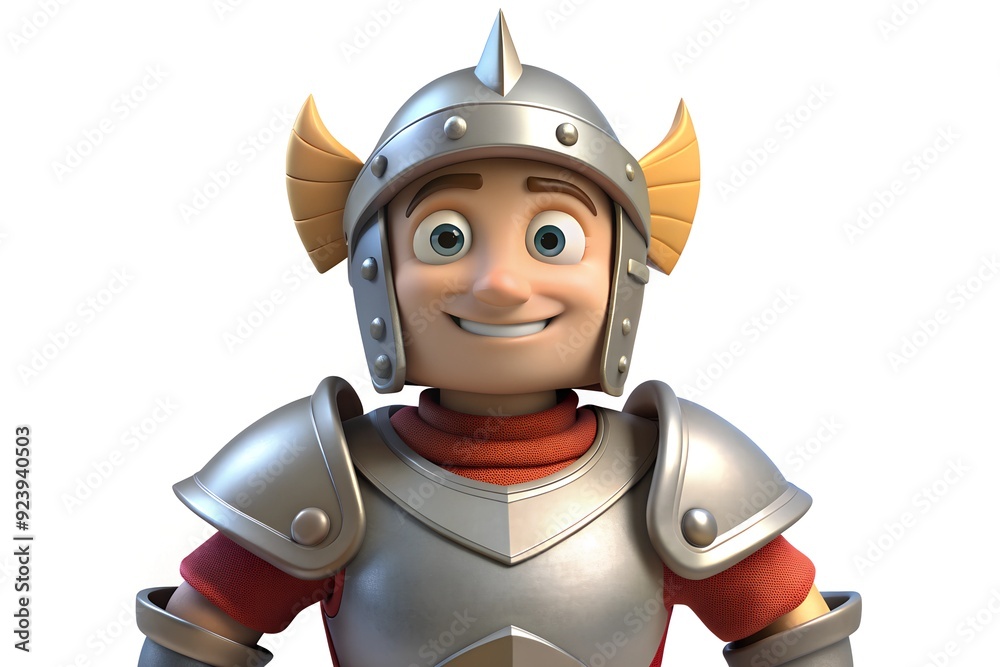 Fototapeta premium Smiling Cartoon Knight in Armor