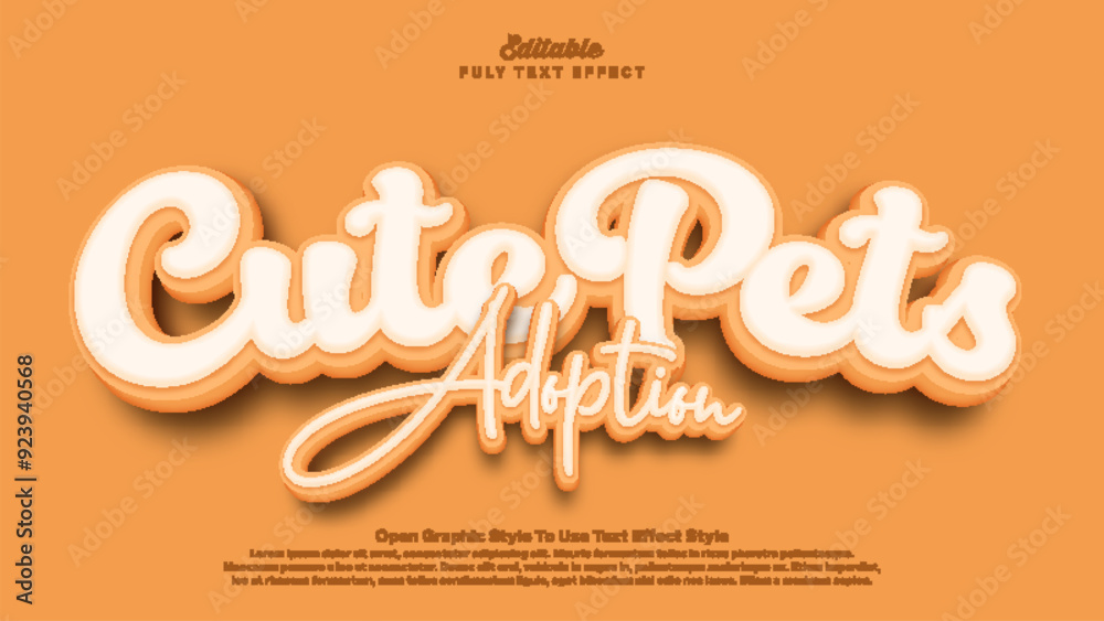 Cute pets adoption text effect, 3d editable text cute and fun style theme. Cute pets adoption text effect, 3d editable text cute and fun style theme.