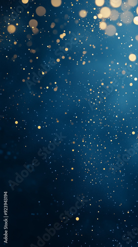 abstract dark blue background with gold particles, Christmas or new year background for smartphone, cellphone. Beautiful background for Christmas or New Year with copy space. Design for banner, greeti