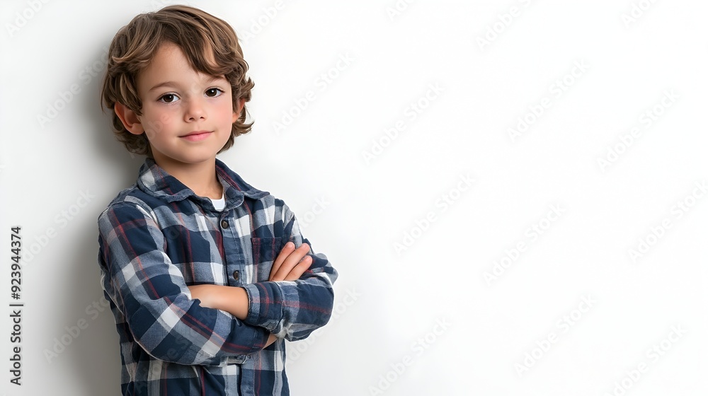 Confident Child Leaning Against Wall Ideal for School or Learning Campaign Confident Child Leaning Against Wall Ideal for School or Learning Campaign