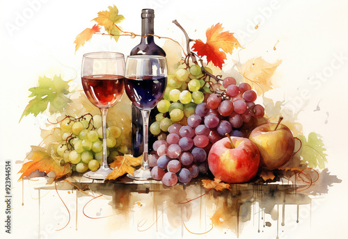 wine and grapes generated by AI technology