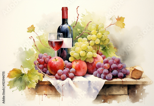 red wine and grapes generated by AI technology