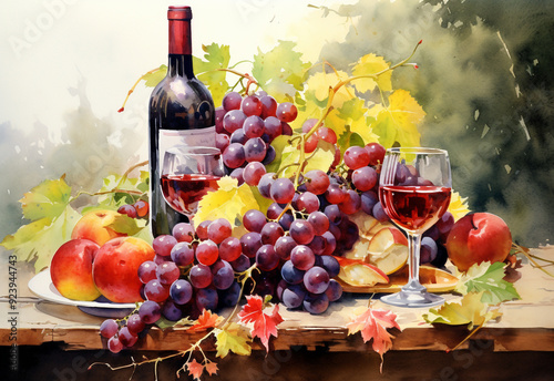 still life with wine generated by AI technology