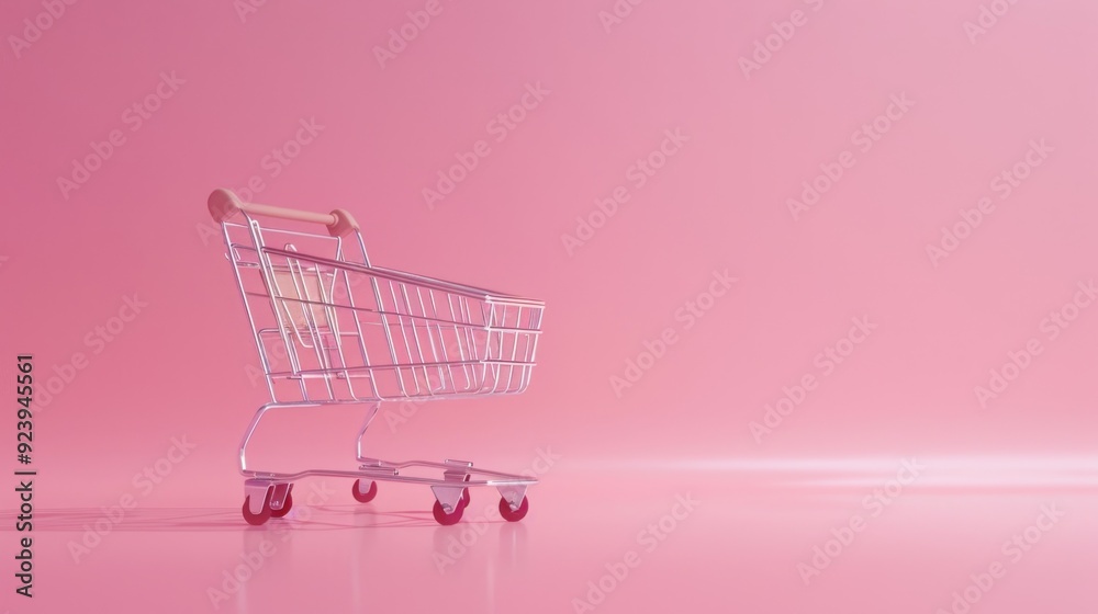 Shopping Cart on a Pink Background Shopping Cart on a Pink Background