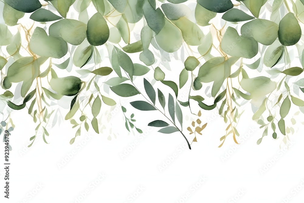 Watercolour olive leaves background Watercolour olive leaves background