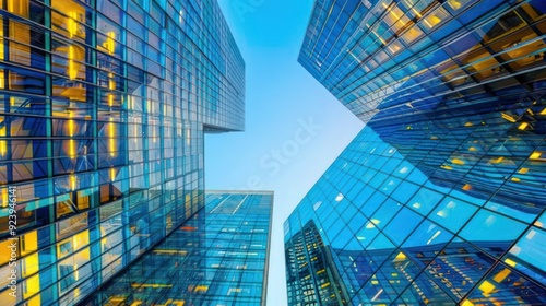 Modern Glass Skyscrapers Reaching Towards the Sky