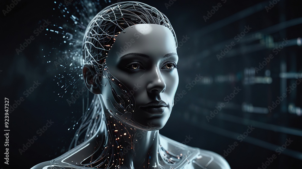 Free Photo New 3d rendering ai Robot Face working with future digital graphic interface on dark background
Free Photo New 3d rendering ai Robot Face working with future digital graphic interface on dark background