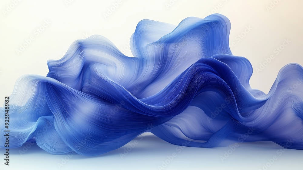 Delicate blue fabric flowing gracefully on a soft background Delicate blue fabric flowing gracefully on a soft background