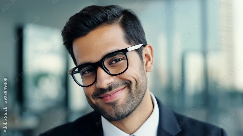 Confident Businessman in Office Smiling Brightly Confident Businessman in Office Smiling Brightly