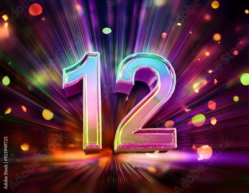a colorful background with the number 12 on it