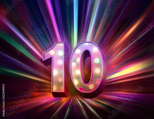 a colorful background with a number 10 and a purple background.