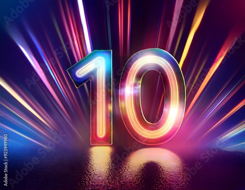 a colorful background with a number 10 and a purple background.
