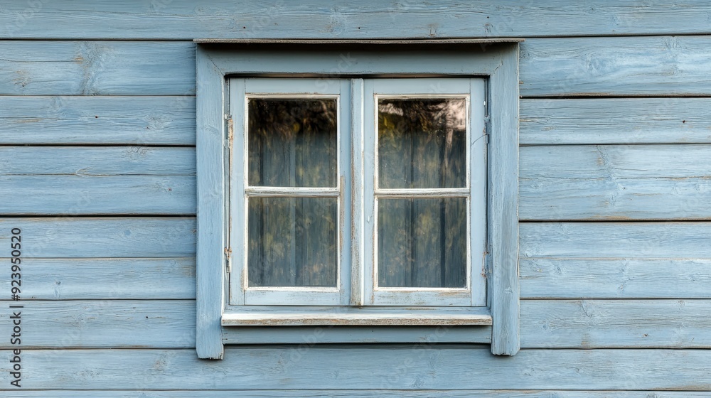 Plastic windows in gray lamination on the wall of a wooden house , ai Plastic windows in gray lamination on the wall of a wooden house , ai