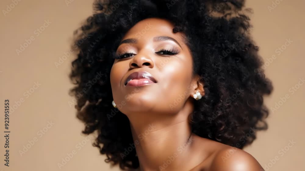 Elegant Beauty Portrait of Black Woman with Afro Hair Elegant Beauty Portrait of Black Woman with Afro Hair