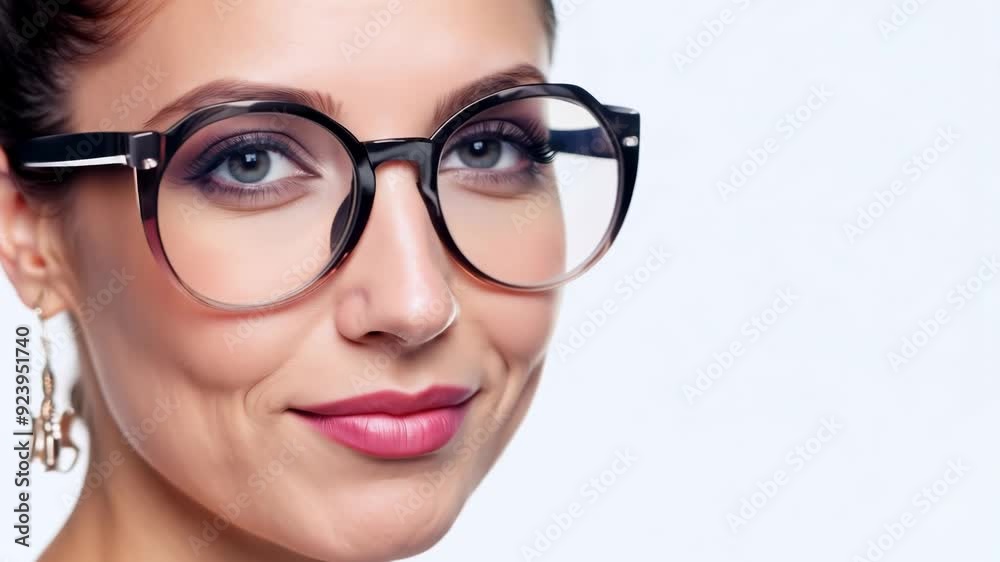 Trendy Young Woman with Pink Hair and Glasses Trendy Young Woman with Pink Hair and Glasses