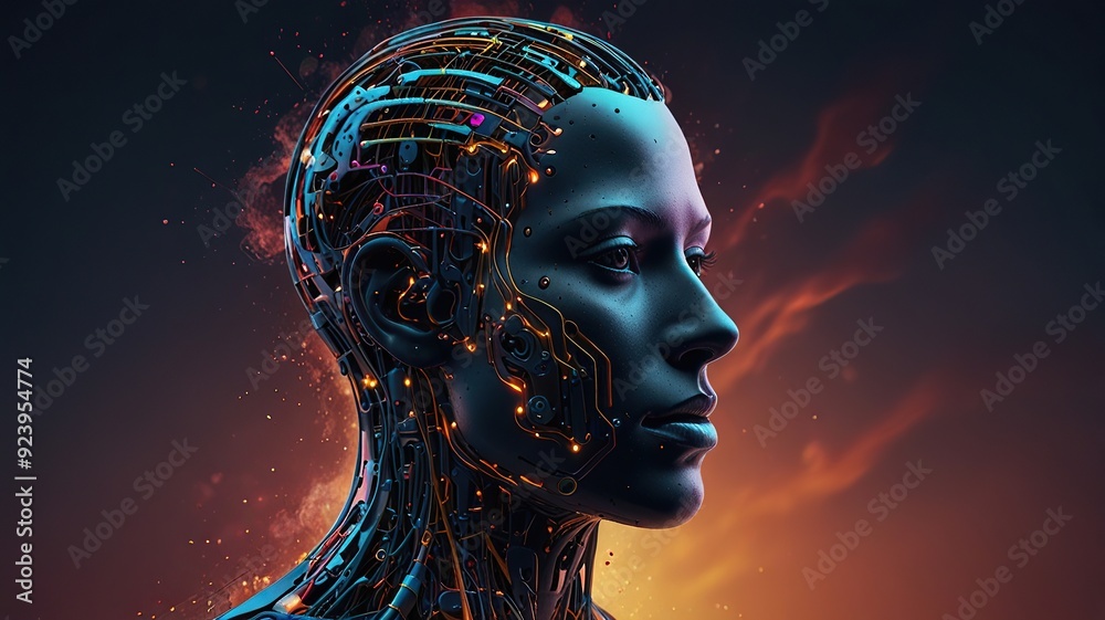 Free Photo New 3d rendering ai Robot Face working with future digital graphic interface on dark background
Free Photo New 3d rendering ai Robot Face working with future digital graphic interface on dark background