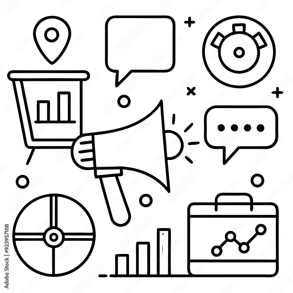 Fototapeta premium Modern and minimalist set of marketing campaign related vector icons