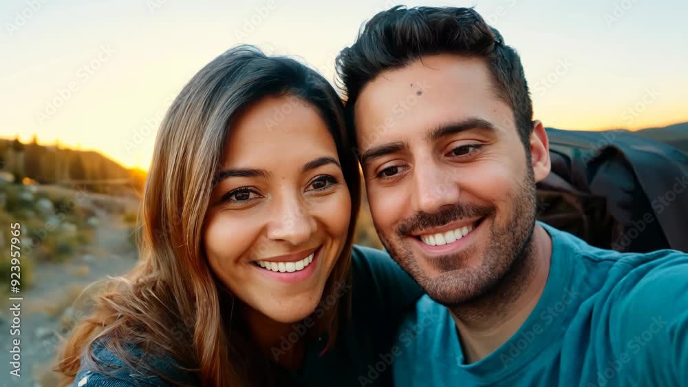 Happy Couple Enjoying Motorhome Adventure Together Happy Couple Enjoying Motorhome Adventure Together