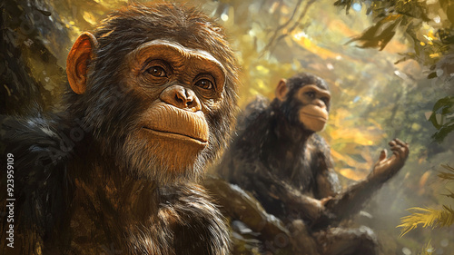 a baboon sitting on a tree generated by AI technology