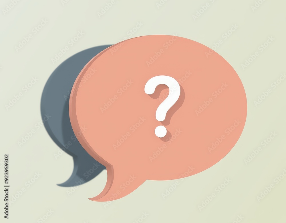 A 3D speech bubble with a question mark, symbolizing communication and inquiry. A 3D speech bubble with a question mark, symbolizing communication and inquiry.