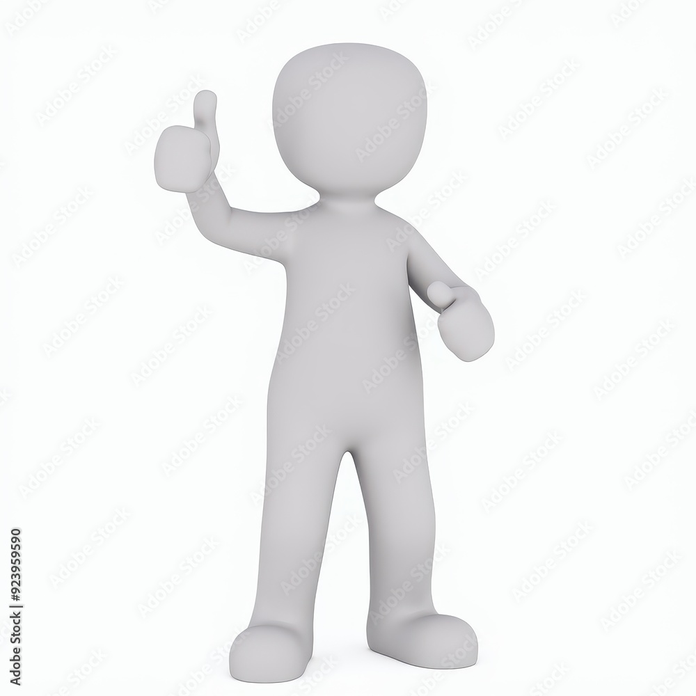 3D rendering of a faceless human figure giving a thumbs-up gesture, conveying positivity. 3D rendering of a faceless human figure giving a thumbs-up gesture, conveying positivity.