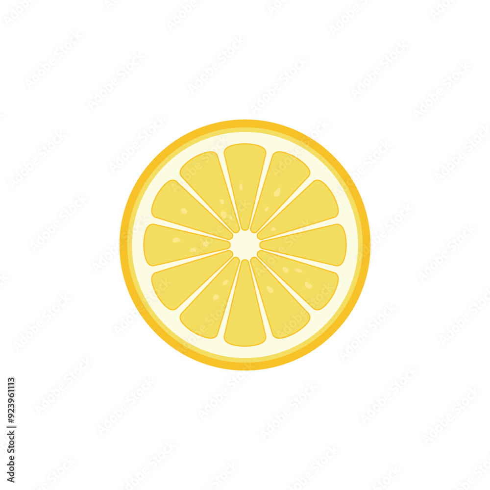 Vector yellow fresh lemon icon. Lemon fruit on white isolated background. Lemon slice Vector yellow fresh lemon icon. Lemon fruit on white isolated background. Lemon slice