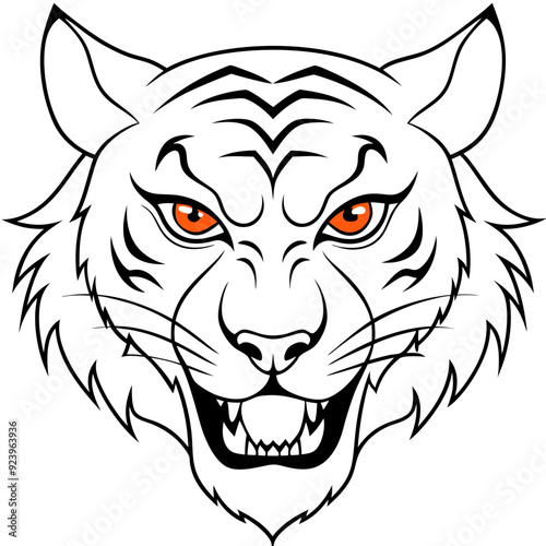 Fierce Tiger with Burning Eyes Vector Illustration - SVG, Cricut, Cut Files, Logo Icon, Clipart, Graphic Element, T-shirt Graphics