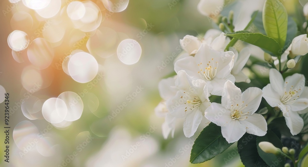 Blossoming White Flowers With Soft Background Bokeh in Spring Sunlight Blossoming White Flowers With Soft Background Bokeh in Spring Sunlight