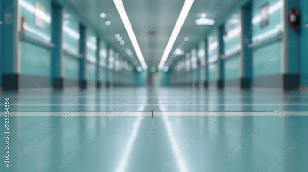 Hospital Corridor With Bright Lighting and Cool Toned Walls During Daytime Hospital Corridor With Bright Lighting and Cool Toned Walls During Daytime