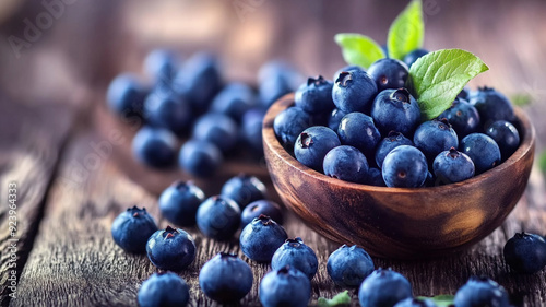 Wallpaper Mural blueberries in a bowl on wooden background generated by AI technology Torontodigital.ca